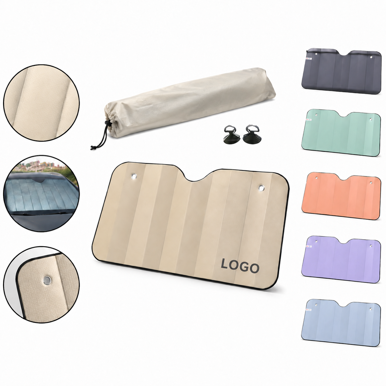 Collapsible Car Windshield Sunshade with Storage Pouch - 57